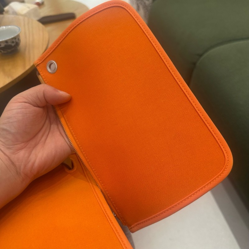 Hermes herbag31 橙色肩背包斜背包 帆布拼皮-19