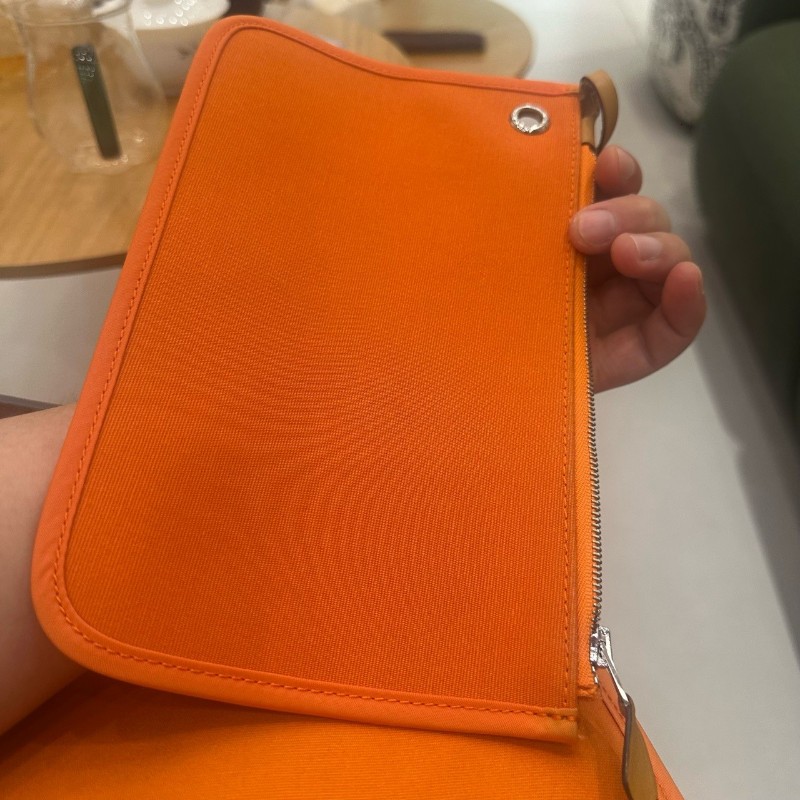 Hermes herbag31 橙色肩背包斜背包 帆布拼皮-20