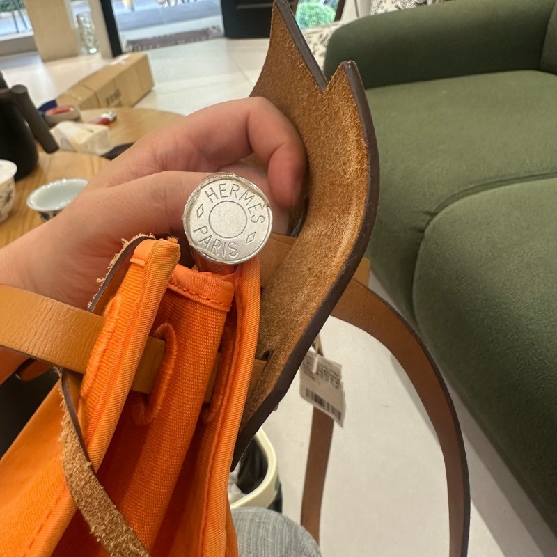 Hermes herbag31 橙色肩背包斜背包 帆布拼皮-22