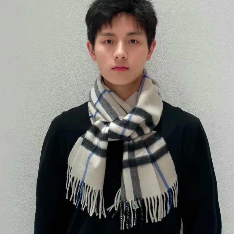 Burberry 格紋克什米爾圍巾🧣 米灰色-4