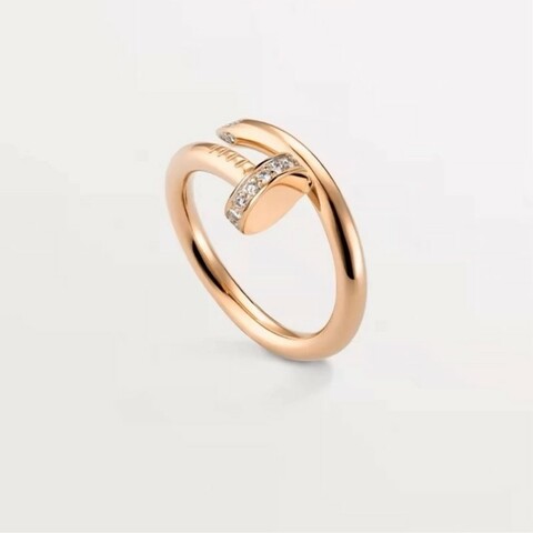 CARTIER卡地亚 Juste un Clou系列 釘子戒指 18K玫瑰金首尾鑽石  歐碼48