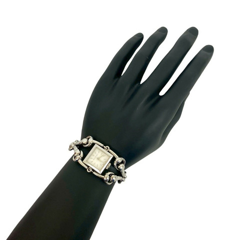 GUCCI Signoria 女士不鏽鋼石英腕錶，銀色和白色，31736