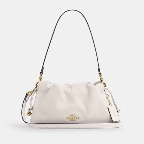 「台灣購證」【COACH】FAYE 褶飾單肩包 雲朵包 斜背包 側背包 腋下包IM/粉筆白色