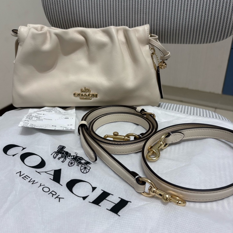 「台灣購證」【COACH】FAYE 褶飾單肩包 雲朵包 斜背包 側背包 腋下包IM/粉筆白色-1