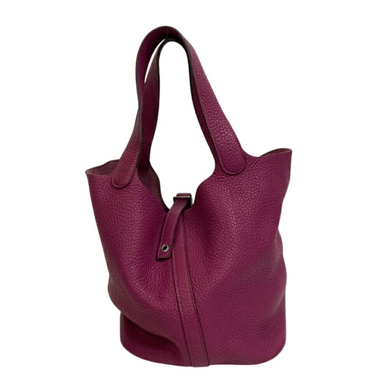 愛馬仕 Picotin Lock MM Taurillon Clemence 女士皮革手提包,紫色-1