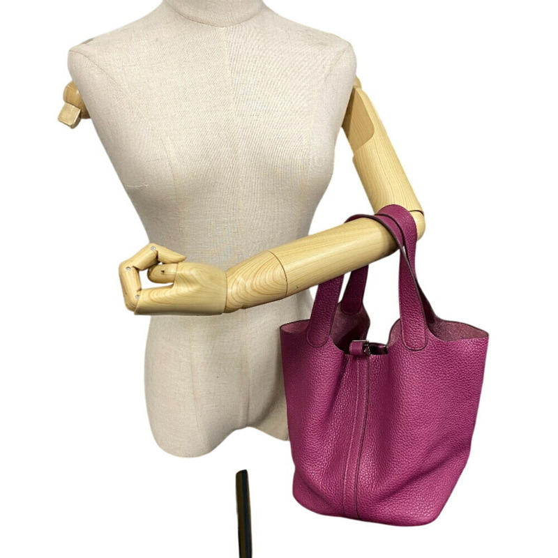 愛馬仕 Picotin Lock MM Taurillon Clemence 女士皮革手提包,紫色-10
