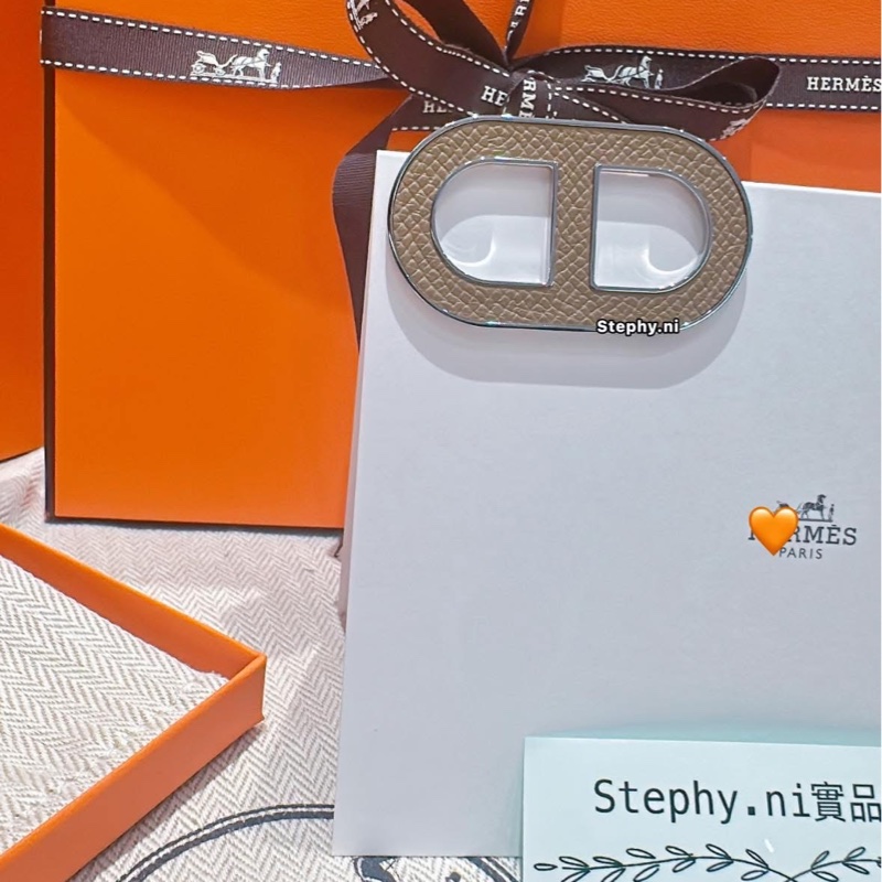 超甜售_ 愛馬仕豬鼻子🐽胸針🍊豬鼻子 Chaine d'Ancre棕x銀胸針 全新全配-2