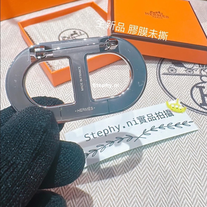 超甜售_ 愛馬仕豬鼻子🐽胸針🍊豬鼻子 Chaine d'Ancre棕x銀胸針 全新全配-14