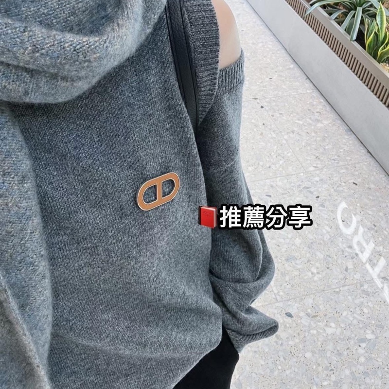 超甜售_ 愛馬仕豬鼻子🐽胸針🍊豬鼻子 Chaine d'Ancre棕x銀胸針 全新全配-15