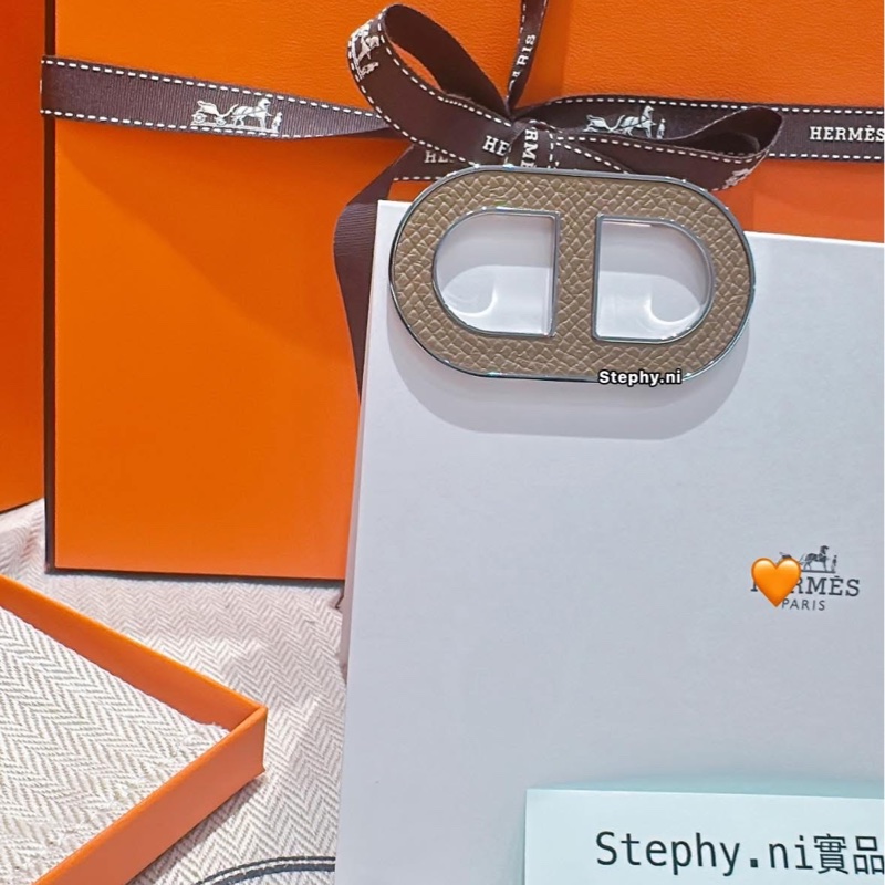 超甜售_ 愛馬仕豬鼻子🐽胸針🍊豬鼻子 Chaine d'Ancre棕x銀胸針 全新全配-21