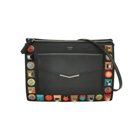 Fendi 牛皮黑色拼色肩背包斜背包