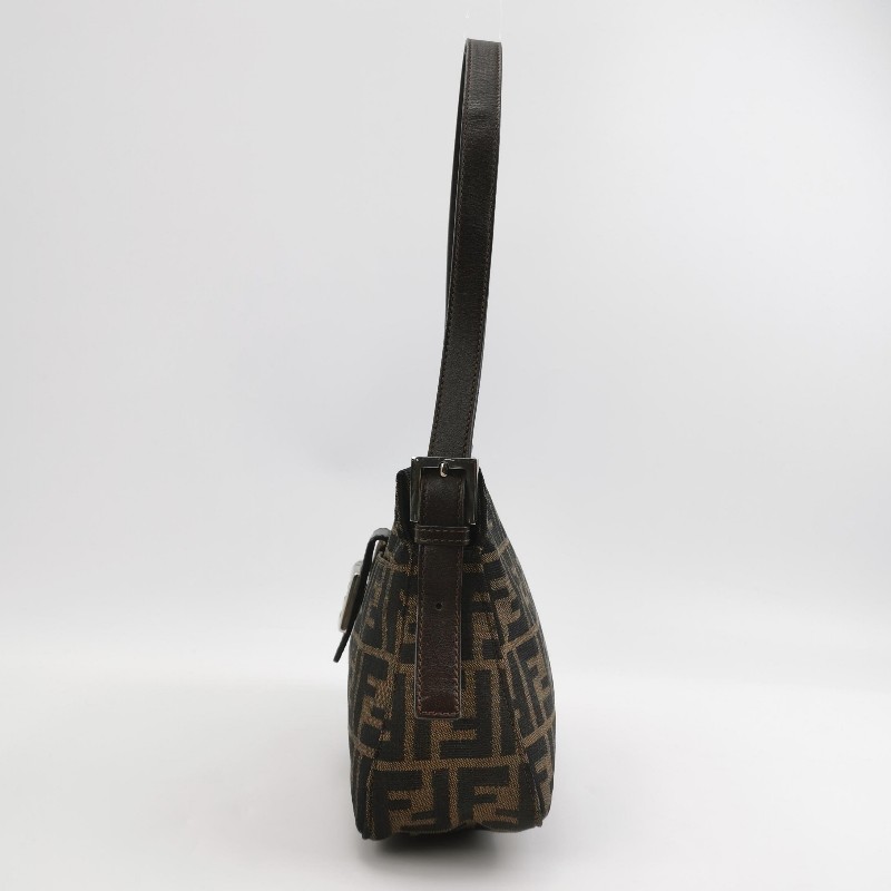Fendi Zucca Bag牛皮拼帆布雙F老花肩背包-2