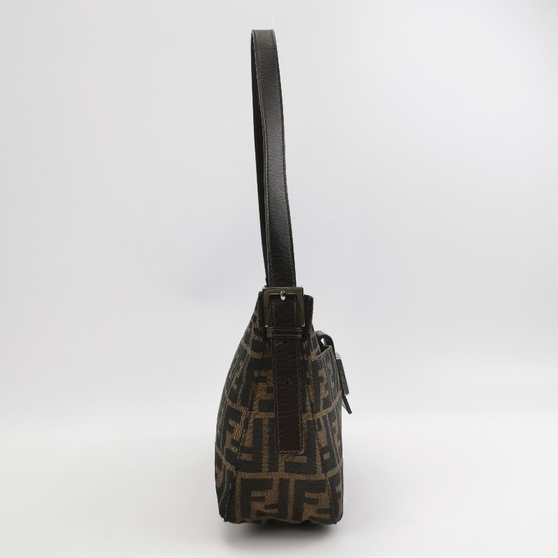 Fendi Zucca Bag牛皮拼帆布雙F老花肩背包-3