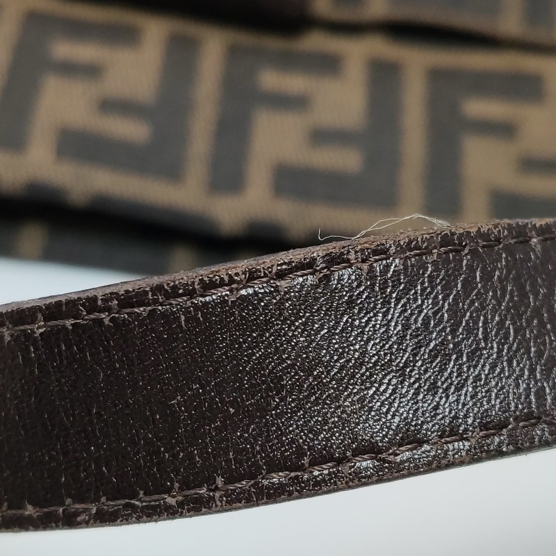 Fendi Zucca Bag牛皮拼帆布雙F老花肩背包-6