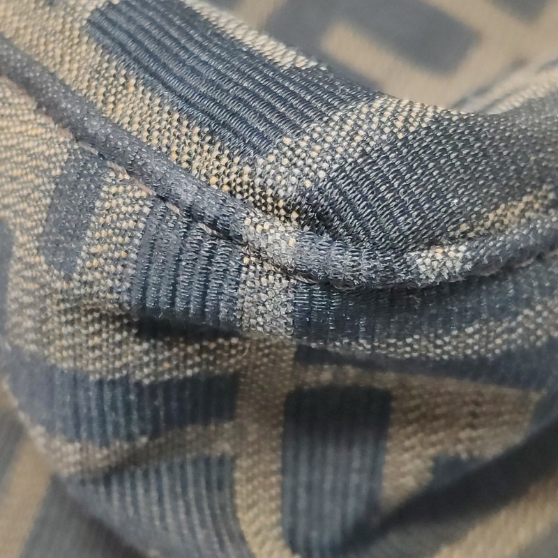 Fendi Zucca Bag牛皮拼帆布雙F老花肩背包-7