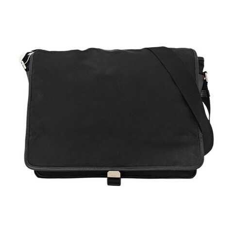 PRADA 黑色尼龍肩背包斜背包 銀色五金