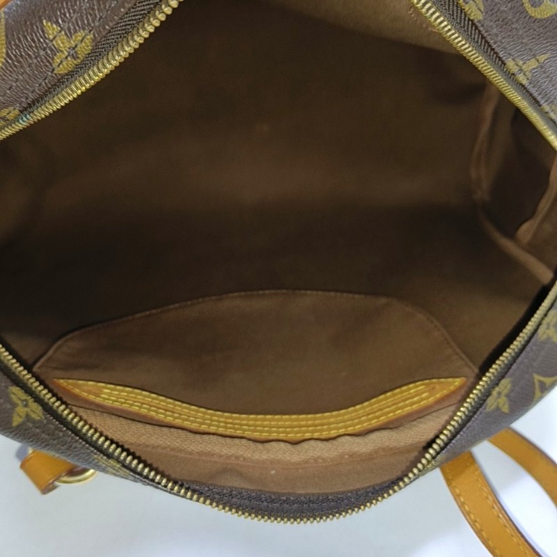 LOUIS VUITTON MONTORGUEI 棕色塗層帆布老花肩背包手提包-6