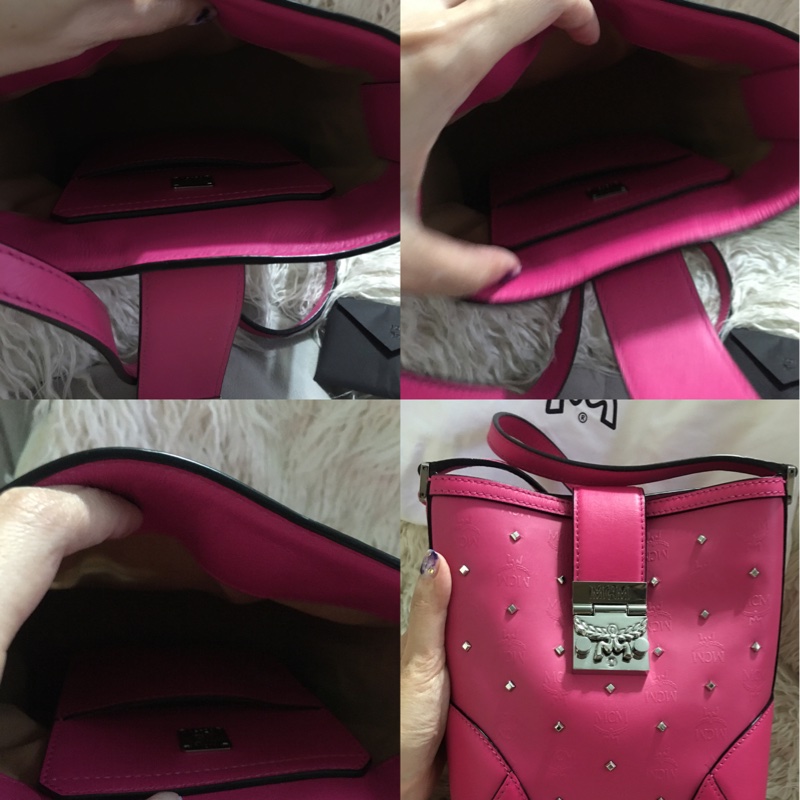 MCM 真皮 卯釘水桶包(肩背斜背包）-14