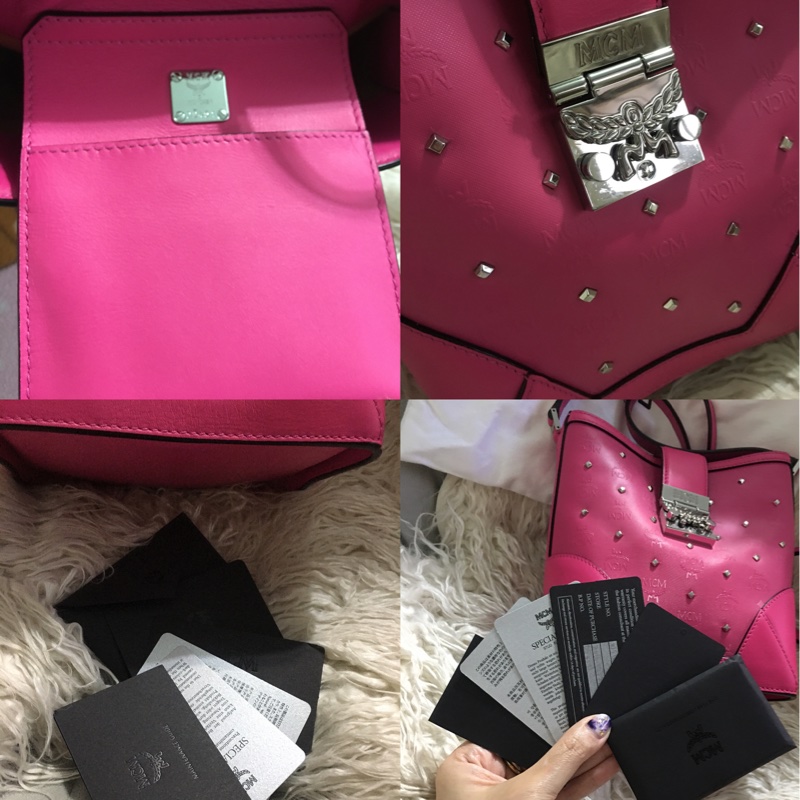 MCM 真皮 卯釘水桶包(肩背斜背包）-17