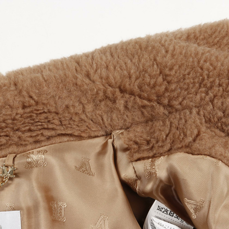 MAX MARA NEWABAVO 泰迪熊披肩斗篷,絲質材質,駝色,二手女款-5