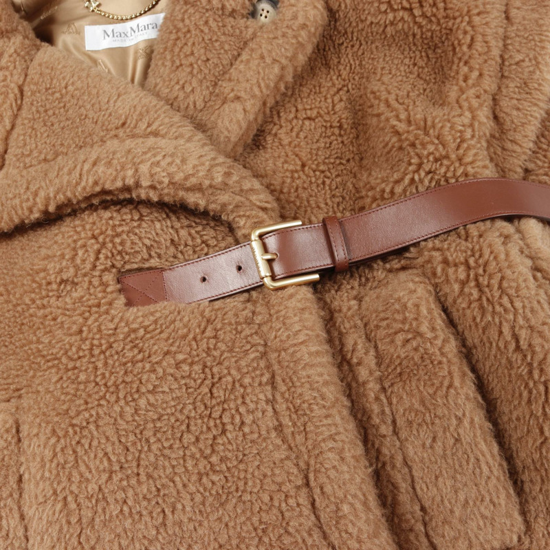 MAX MARA NEWABAVO 泰迪熊披肩斗篷,絲質材質,駝色,二手女款-7