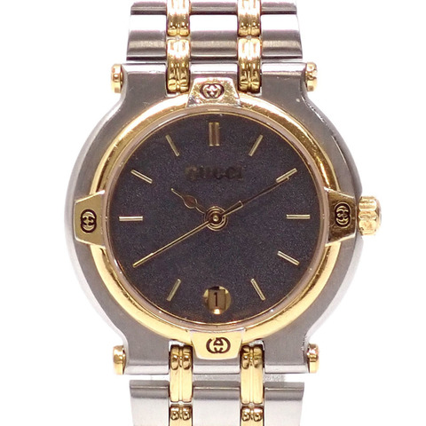 Gucci 女士石英錶，不鏽鋼材質，GP 9000L 電池供電