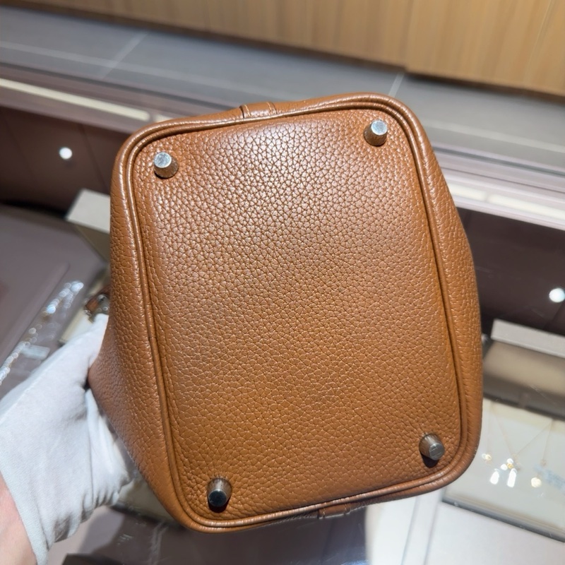 爱马仕金棕银扣菜篮子18手提包-3