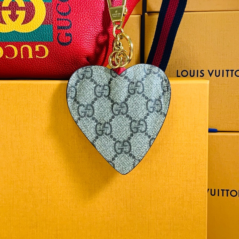 ❤️稀有釋出 Gucci 古馳 愛心刺繡馬夢老花鑰匙圈 吊飾-2