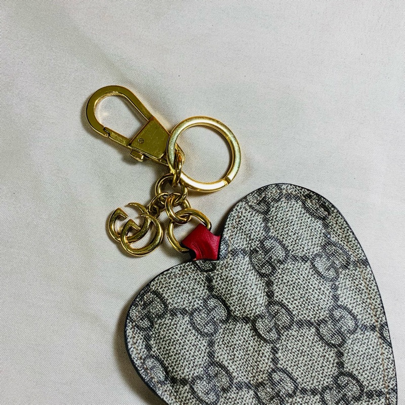 ❤️稀有釋出 Gucci 古馳 愛心刺繡馬夢老花鑰匙圈 吊飾-5