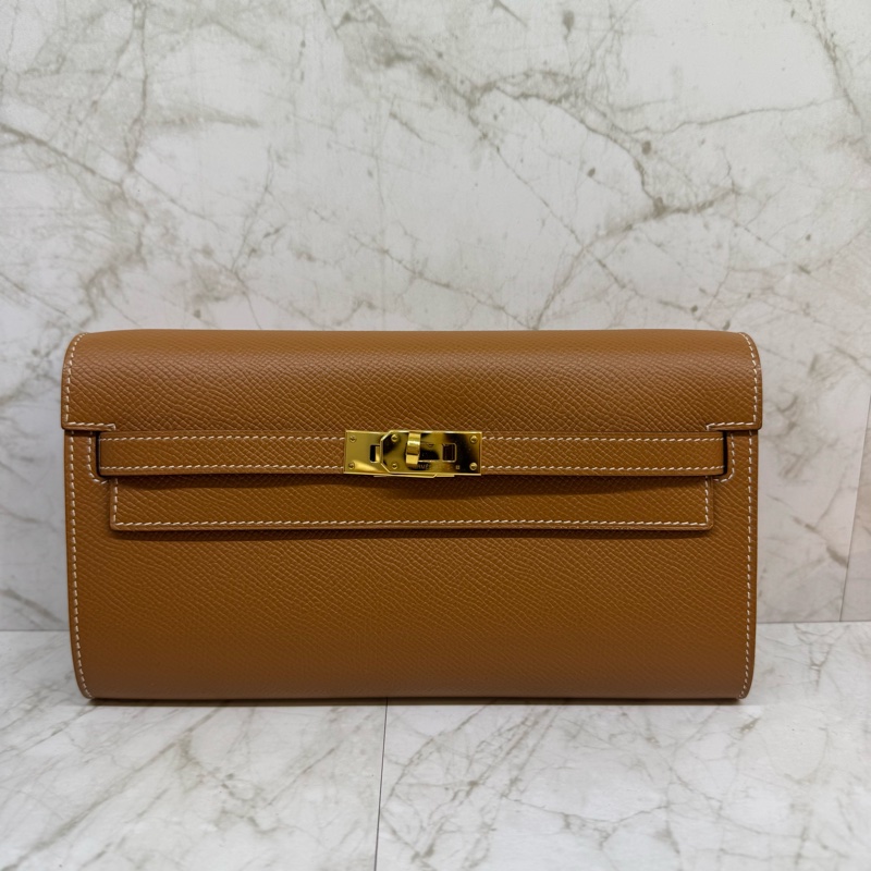 HERMES KELLY TO GO金棕金釦白車線/Z刻-0