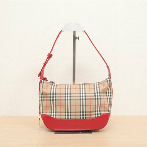 Burberry 中古格紋金幣腋下包格子肩背包