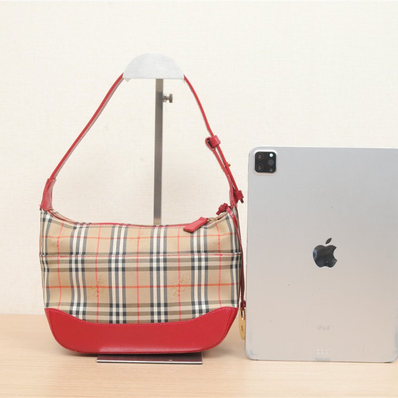 Burberry 中古格紋金幣腋下包格子肩背包-4