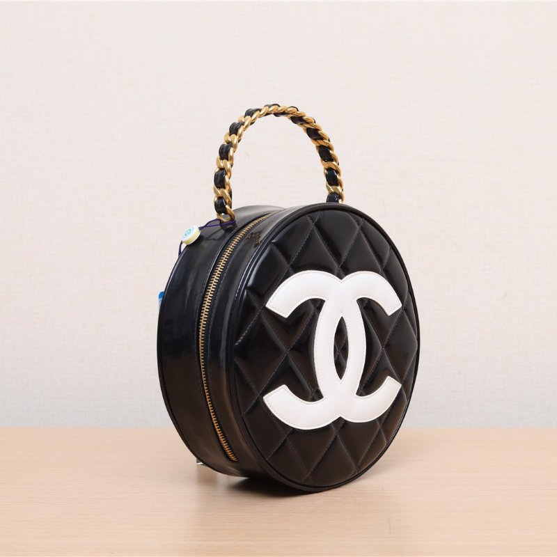 CHANEL 中古黑金羊CF單肩包黑色羊皮1開肩背包-1