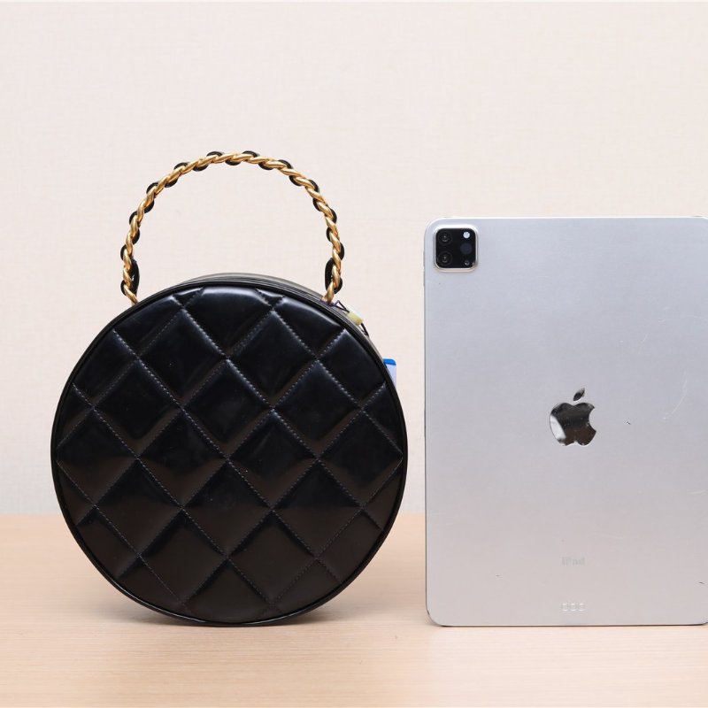 CHANEL 中古黑金羊CF單肩包黑色羊皮1開肩背包-3