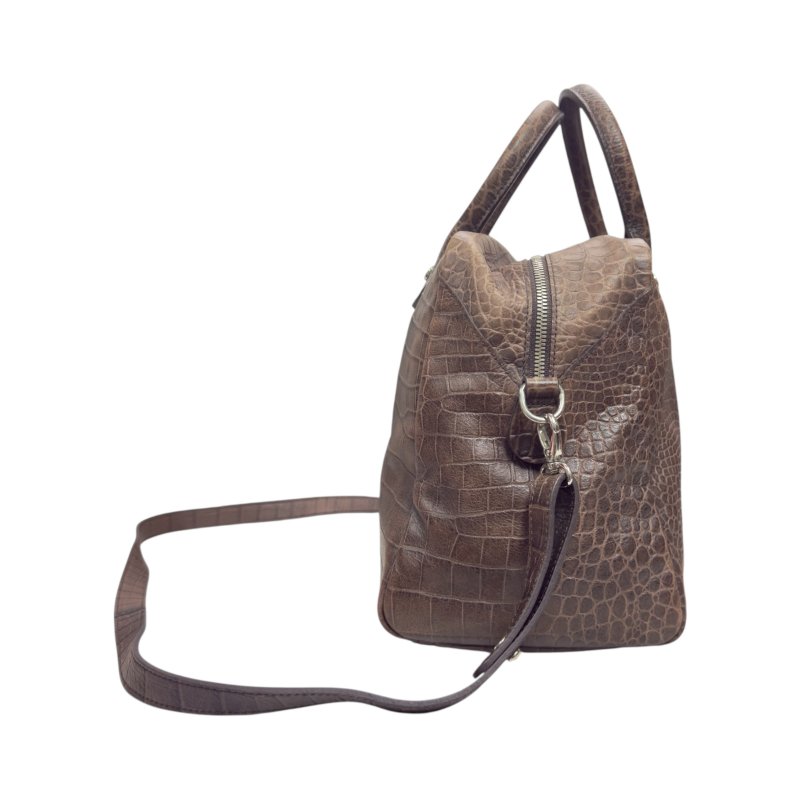 LONGCHAMP 鱷魚皮壓紋 2用袋-5