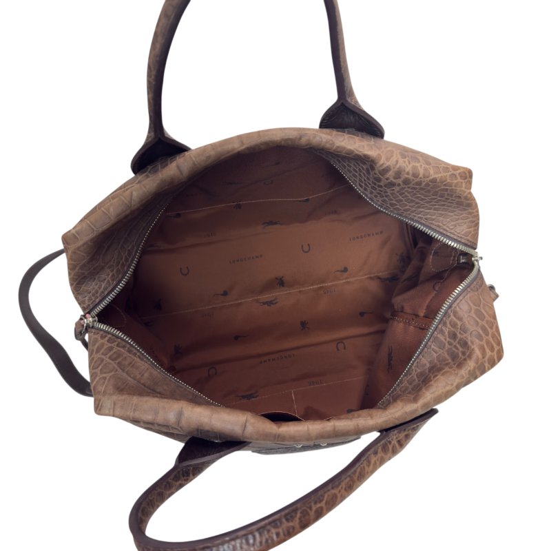 LONGCHAMP 鱷魚皮壓紋 2用袋-14