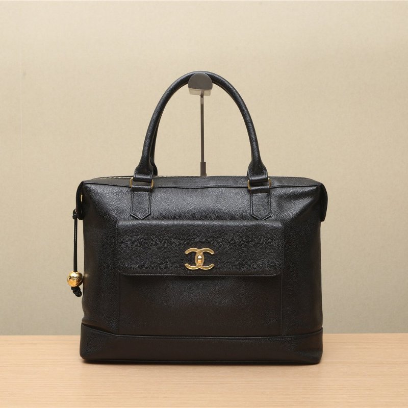 CHANEL 中古玳瑁雙C雙肩包黑色5開肩背包-0