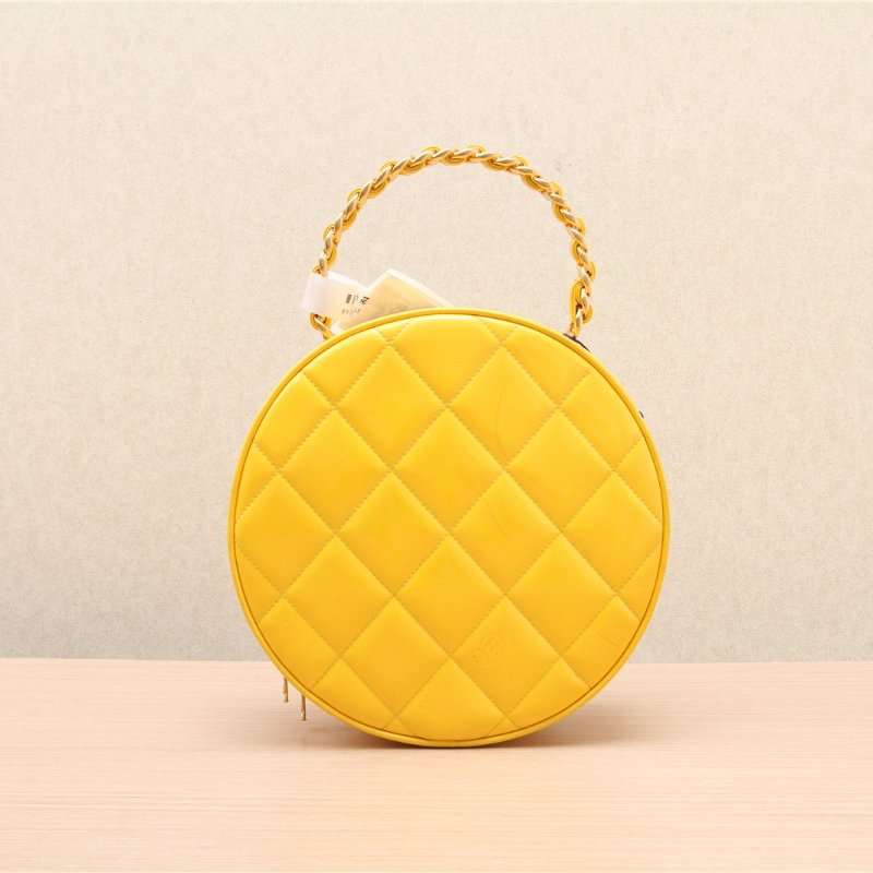 CHANEL 中古秀款籃球鏈條包黑色1開肩背包-3