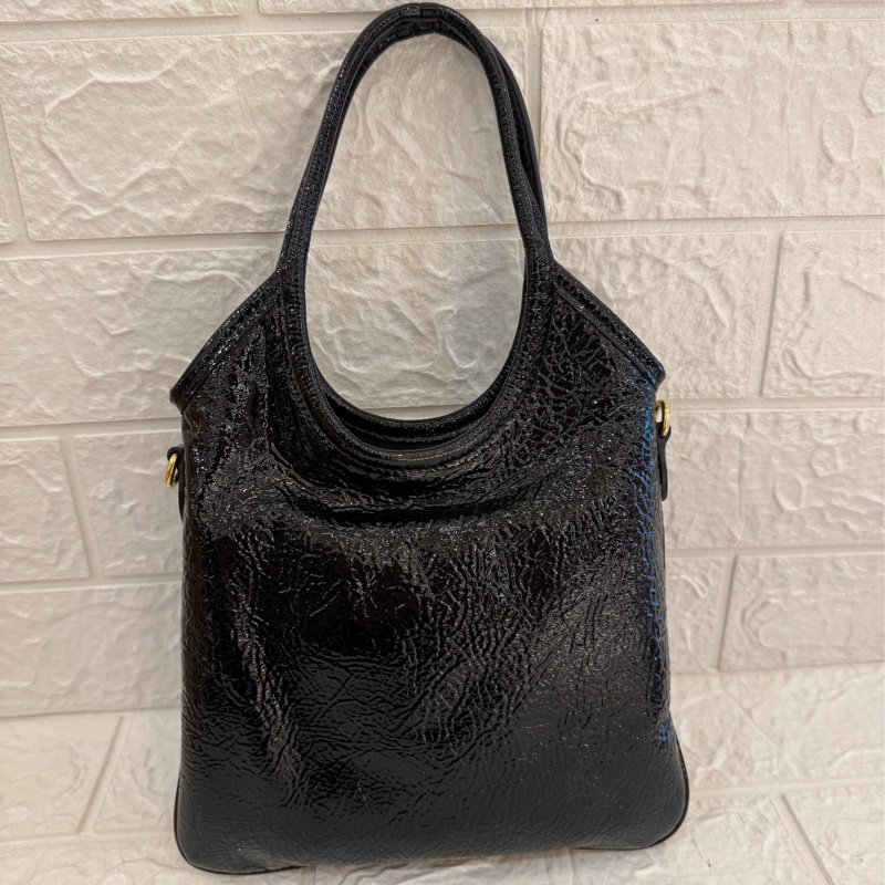 miumiu黑亮皮ivy手提兩用包-1