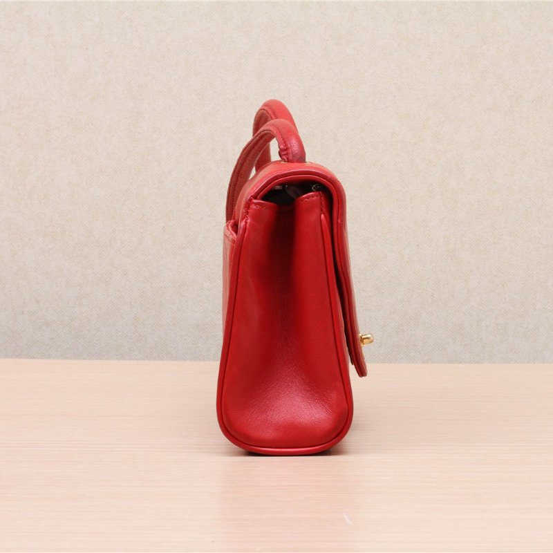 CHANEL 中古荔枝皮化妝箱紅色肩背包-2