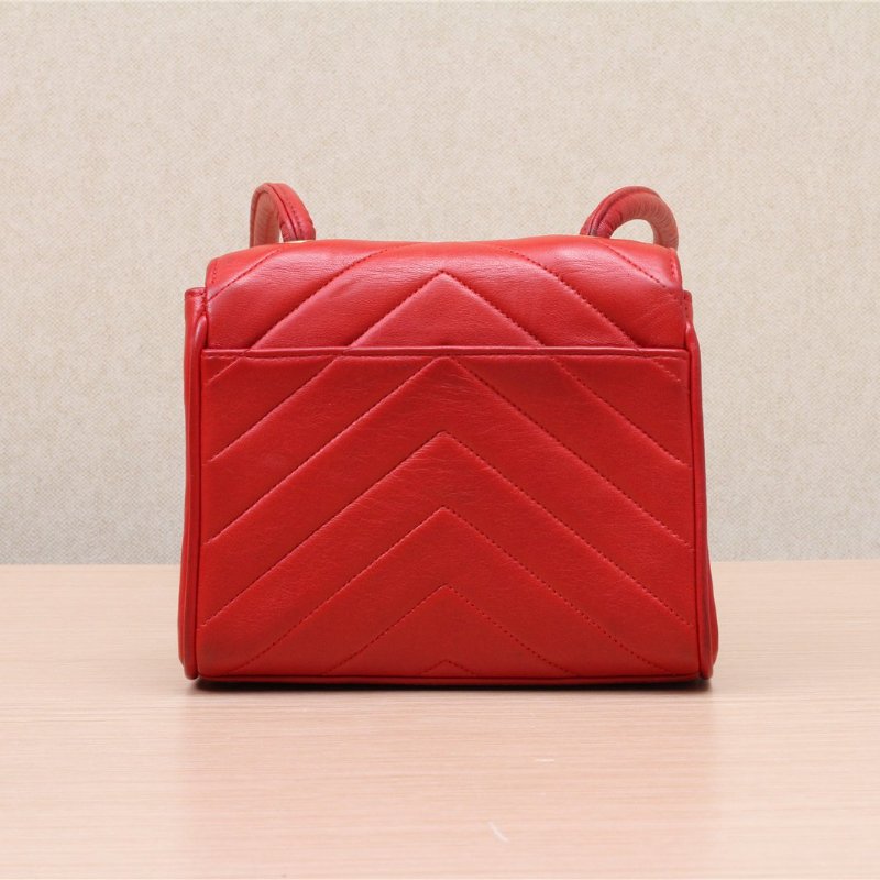 CHANEL 中古荔枝皮化妝箱紅色肩背包-3