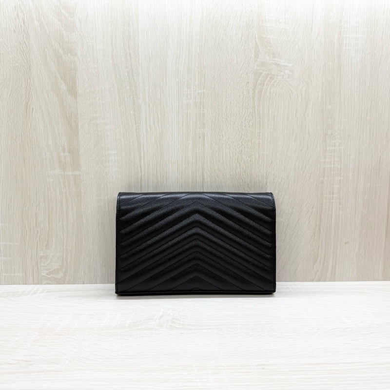 YSL黑金魚子醬牛皮下蓋鏈包377828-1