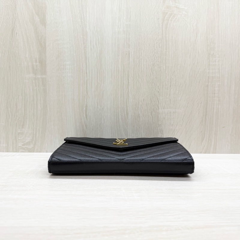 YSL黑金魚子醬牛皮下蓋鏈包377828-4