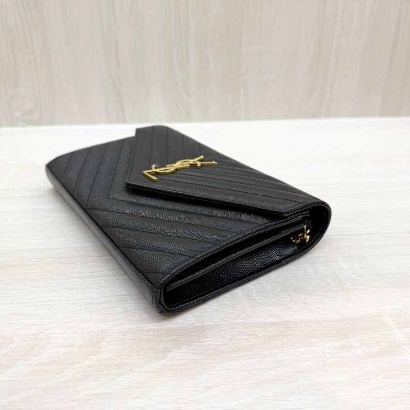 YSL黑金魚子醬牛皮下蓋鏈包377828-5