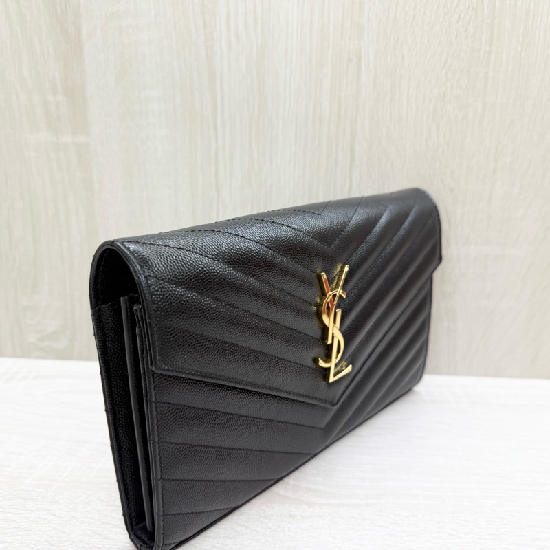 YSL黑金魚子醬牛皮下蓋鏈包377828-11