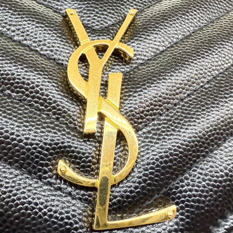 YSL黑金魚子醬牛皮下蓋鏈包377828-12