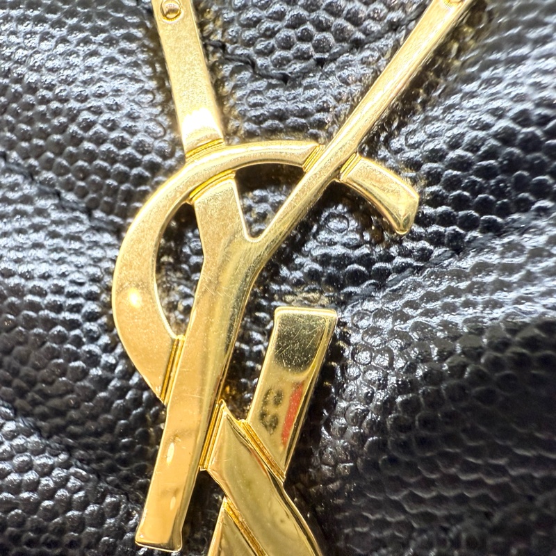 YSL黑金魚子醬牛皮下蓋鏈包377828-13