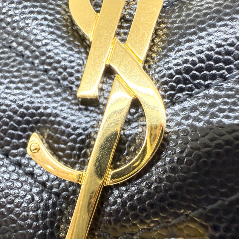 YSL黑金魚子醬牛皮下蓋鏈包377828-14