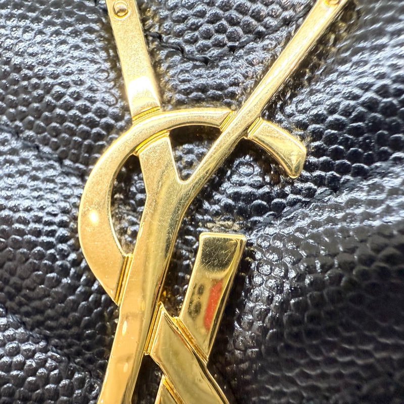 YSL黑金魚子醬牛皮下蓋鏈包377828-15