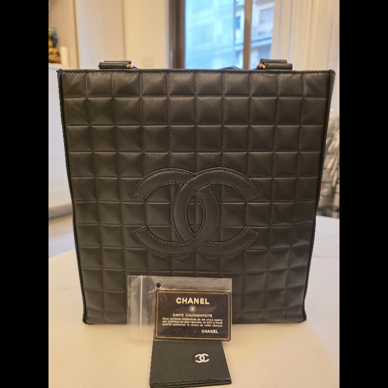 Chanel 香奈兒黑色冰格托特手肩背提包-0